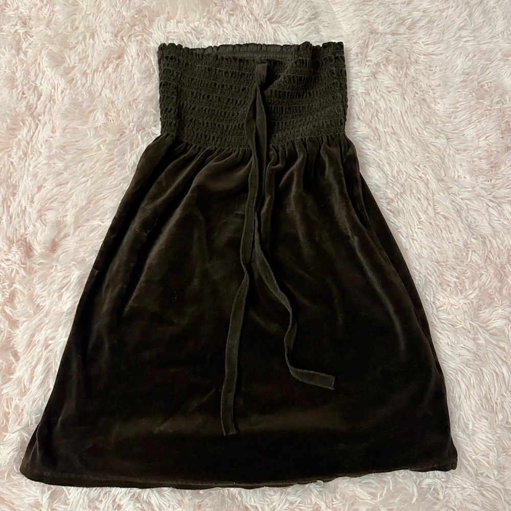 VINTAGE SIZE MEDIUM JUICY COUTURE VELOUR HALTER TOP DRESS BROWN